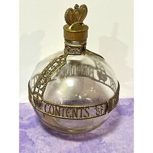 JACQUINS FORBIDDEN FRUIT Liqueur Round Glass Liquor Bottle Ornate Vintage Empty
